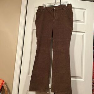 St John’s Bay sz 12 Boot Cut Brown Corduroys with Tummy Panel Secret Slender